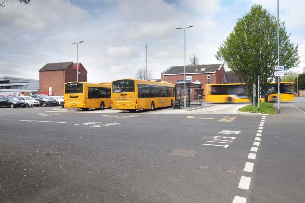 bus stop at North Walsham Travel Hub